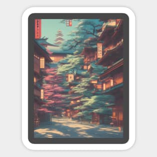 Japanese Temples Vacation Holiday Streets of Calmness Vintage Trees Sticker